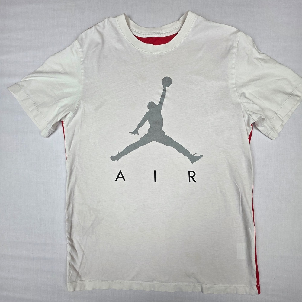 Jordan Jumpman‎ Air Graphic T-Shirt Mens Medium White Red Jumpman Logo Cotton